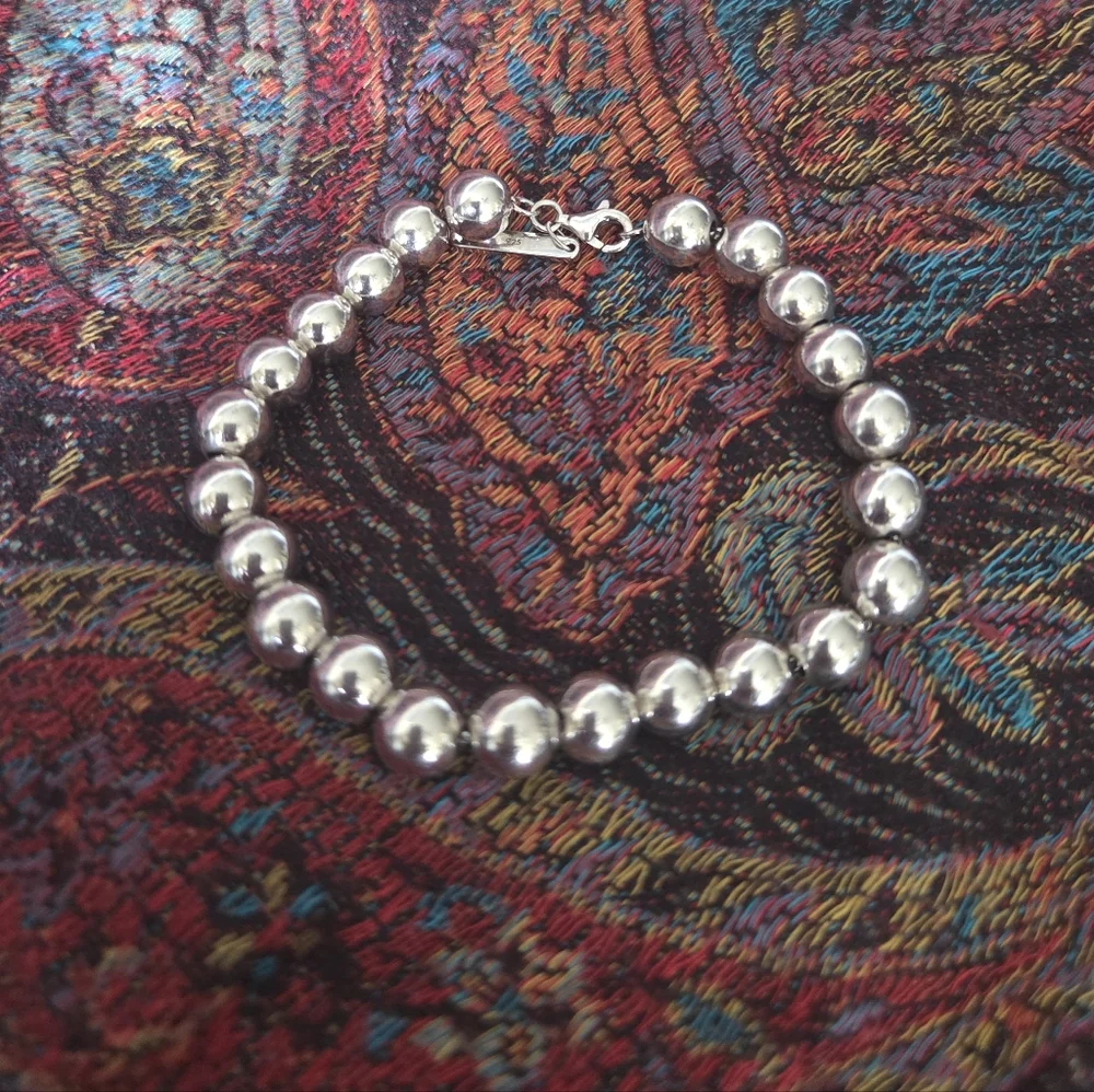 NWOT Saks Fifth Avenue Sterling Silver Beaded Bracelet - 7 Inches - Picture 2 of 4